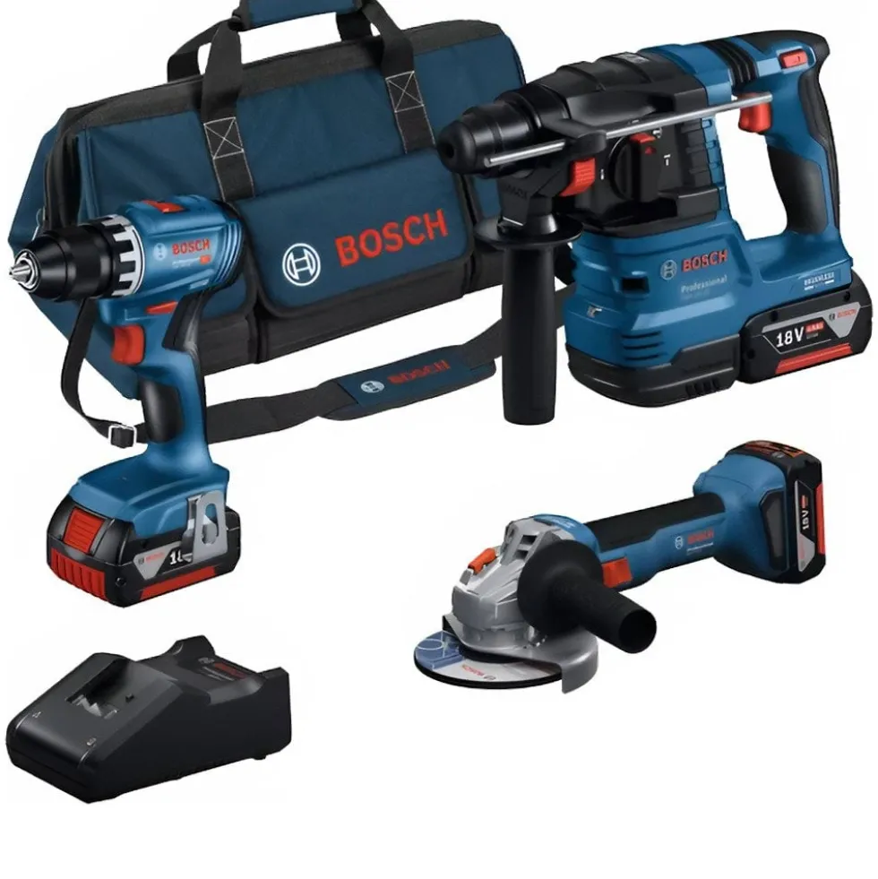 Kit 3 Máquinas GSR 18V-55 + GWS 18V-7 + GBH 18V-22 Bosch 0615A5007L