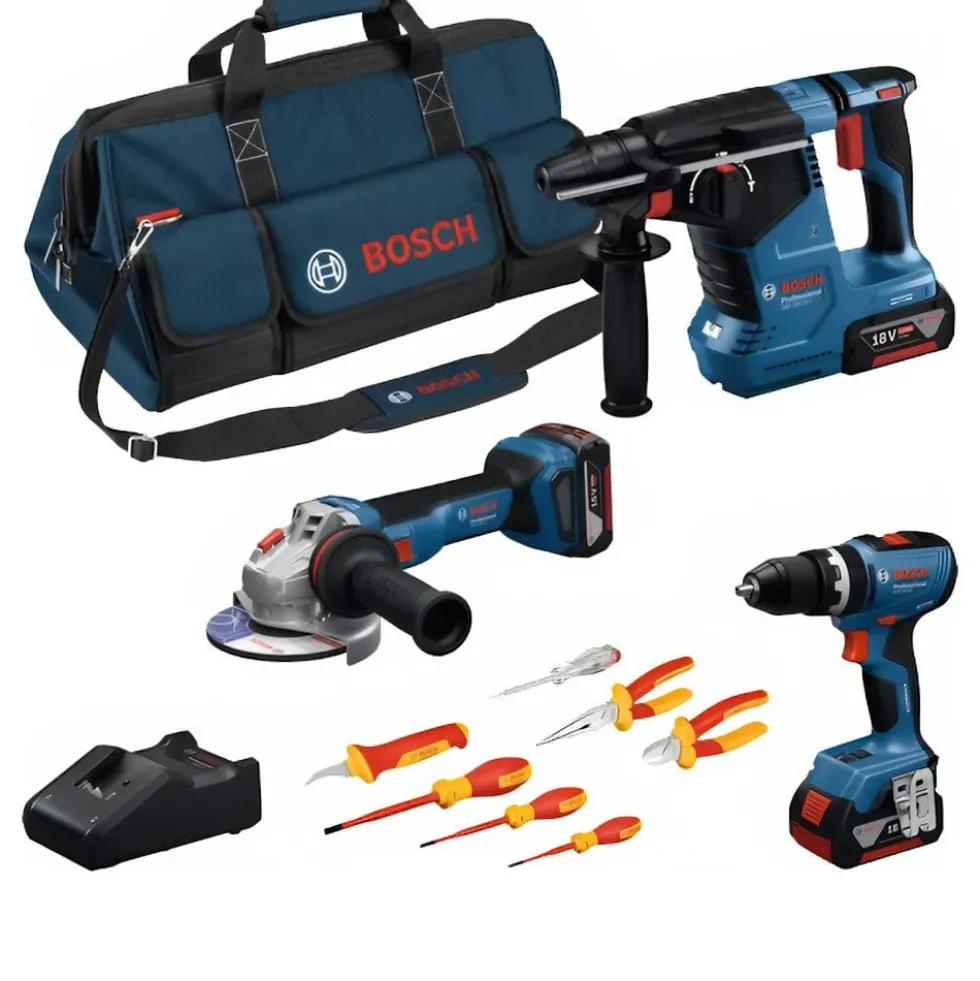 Kit 3 Máquinas GSR 18V-55 + GWS 18V-7 + GBH 18V-22 Bosch 0615A5007H