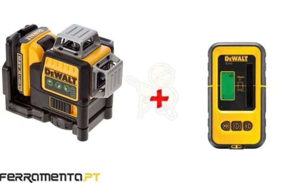 Kit Nível Laser Verde 3x 360º + Detetor 50m DE0892G-XJ DeWalt CPROF435