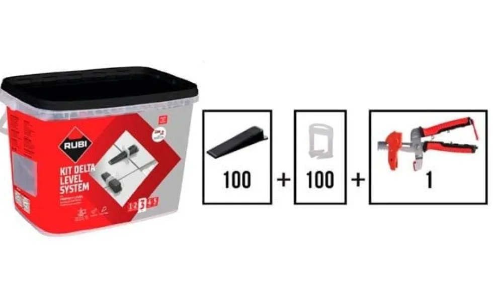 Kit Sistema de Nivelamento de Azulejos Delta 1MM V4 Rubi 3956