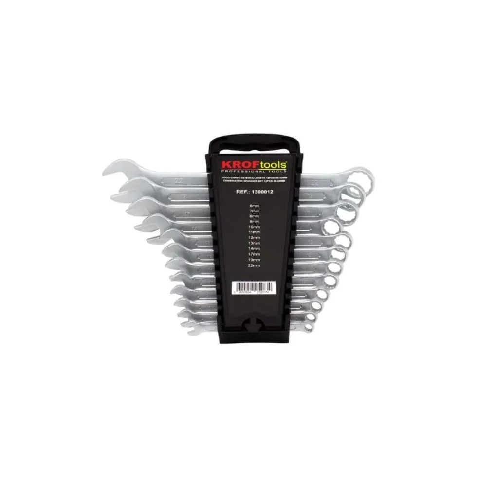 KROFTOOLS- JOGO CHAVE DE BOCA LUNETA 12PCS 06-22MM