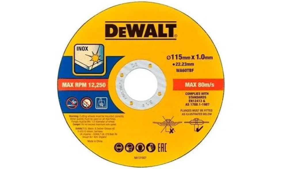 Lata 50UN Discos de Corte Inox 115x1,0mm DeWalt DT20597-QZ