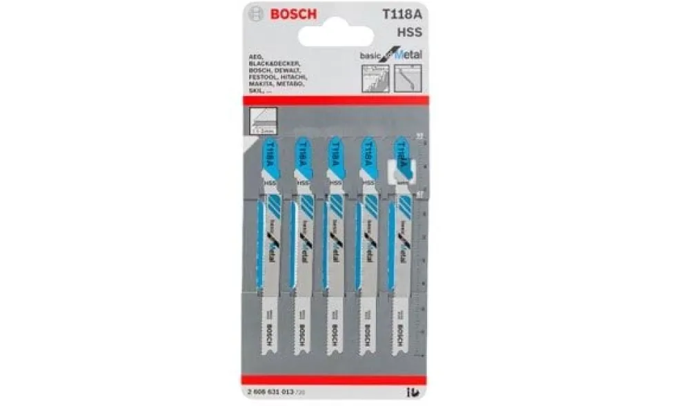 Lâminas de Serra Vertical T118 A p/ Metal - 5pcs Bosch 2608631013