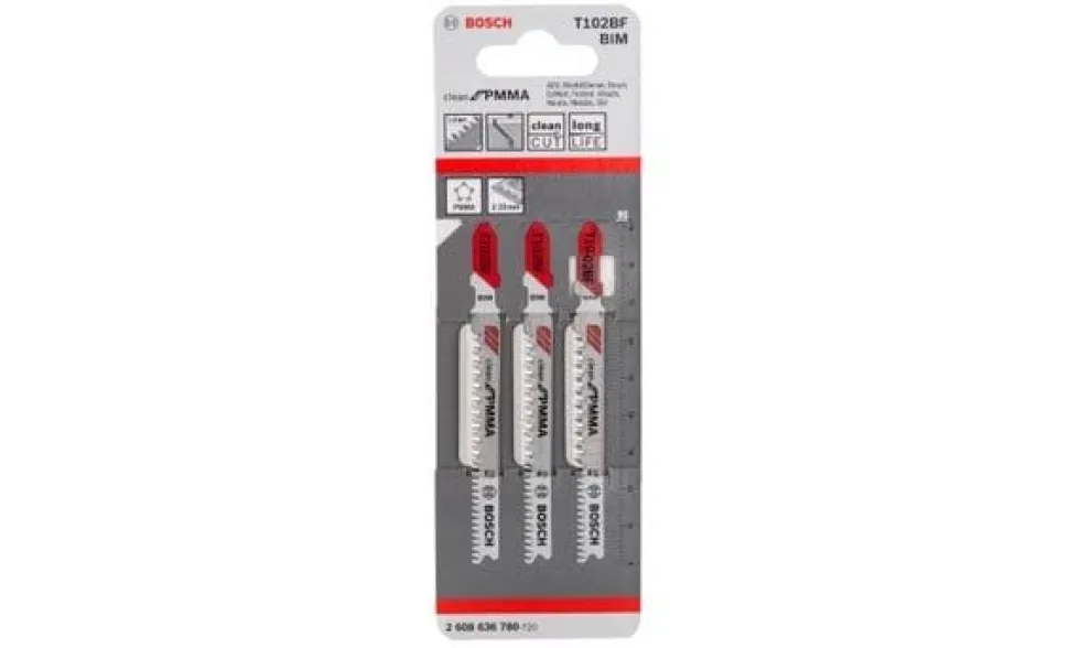 Lâminas de Serra Vertical T102 BF p/ Plasticos - 3Pcs Bosch 2608636780
