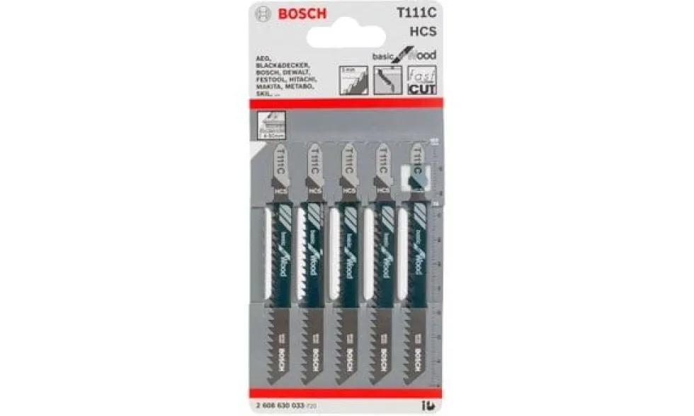 Lâminas de Serra Vertical T111 C p/ Madeira - 5pcs Bosch 2608630033