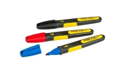 Marcadores Preto/Vermelho/Azul Ponta Fina Stanley 0-47-322