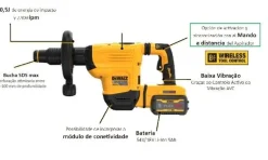 Martelo Demolidor XR Flexvolt 54V 6Kg Dewalt DCH832N-XJ