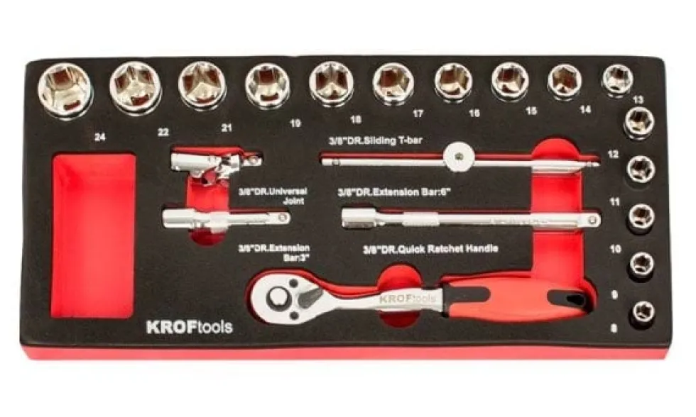 Módulo 20 peças chaves de caixa 3/8” 8-24mm Kroftools 8573