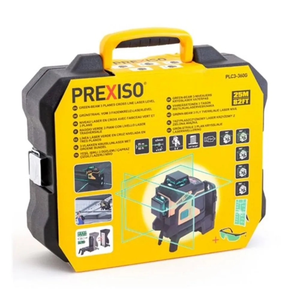 Nível Laser de Linha Cruzada de 3 Planos Luz Verde Prexiso PLC3-360G
