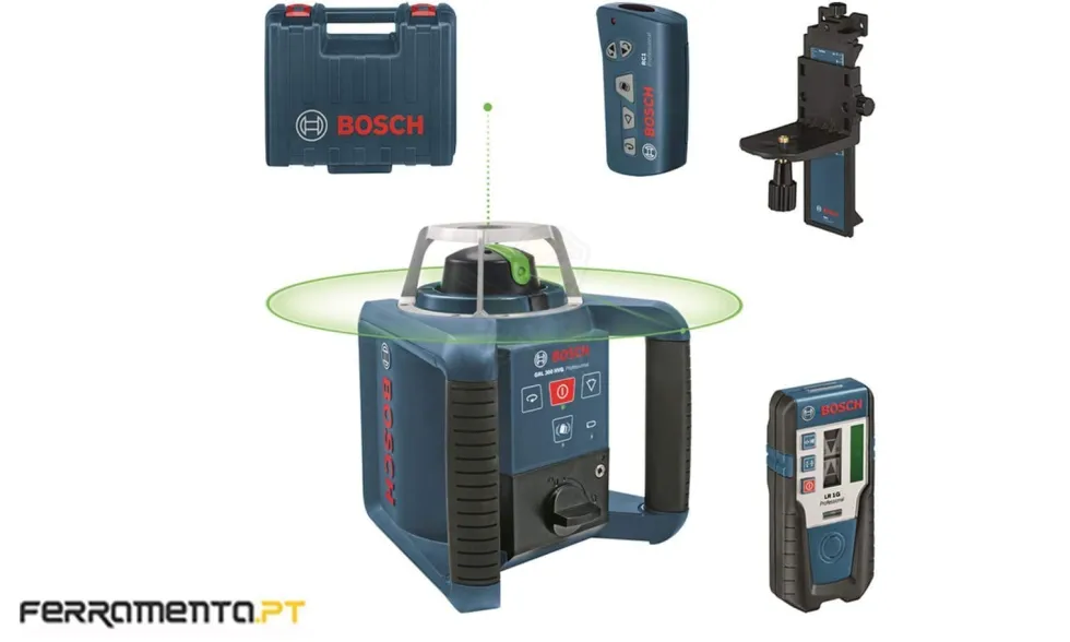Nível Laser Giratório 300m Verde Bosch GRL 300 HVG + RC1 + WM4 + LR 1G