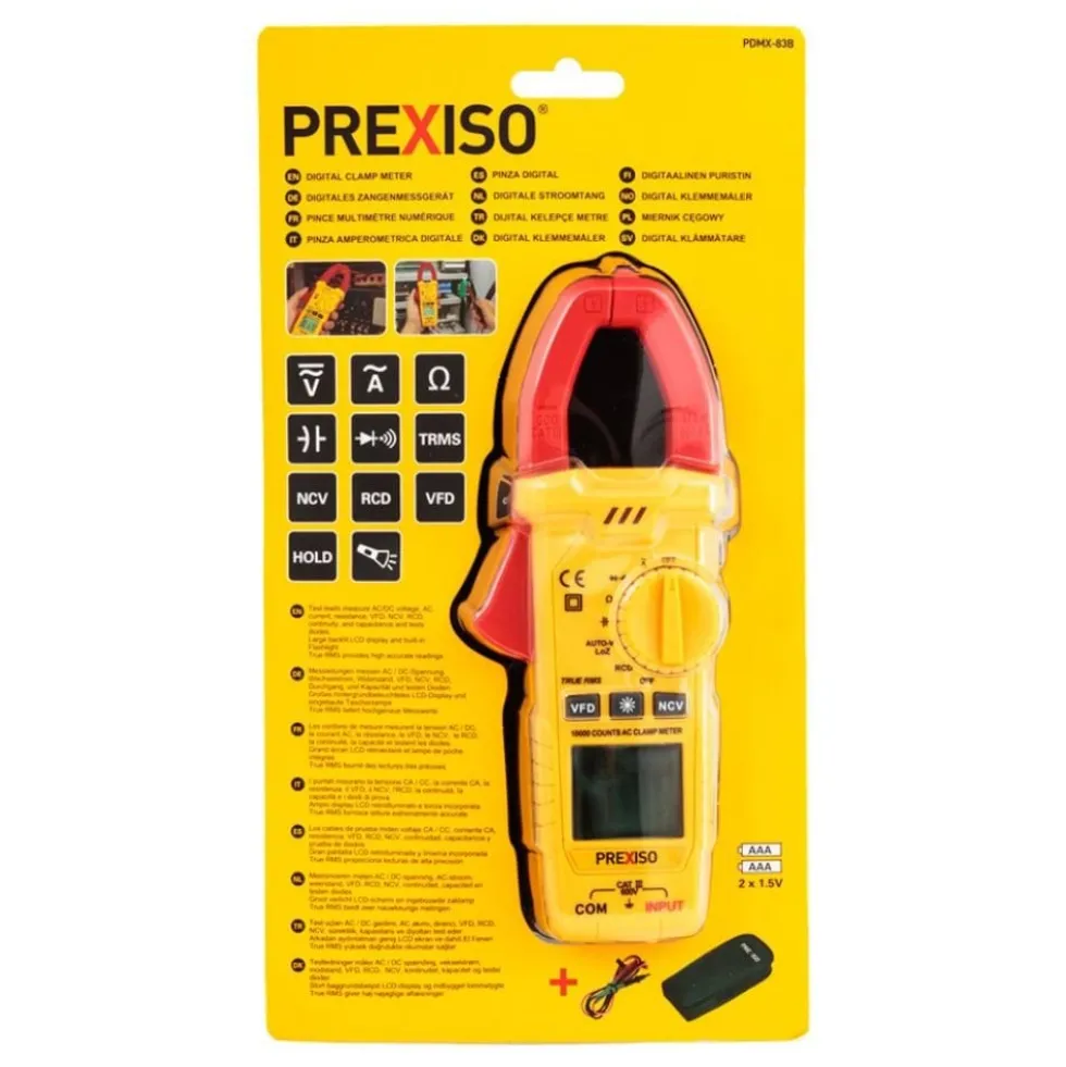 Pinça Amperimétrica Digital 600V 10A Prexiso PDMX-83B