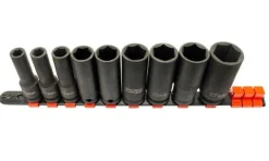 Régua com 9 chaves de caixa 1/2” impacto longas Kroftools 1236