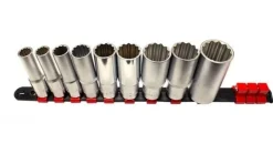 Régua com 9 chaves de caixa 1/2” longas bihexagonais Kroftools 1238