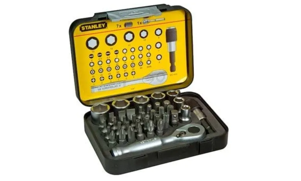 Stanley Conjunto Chaves de Ponta 1/4 + Caixa + Mini Roquete 1/4 1-13-906