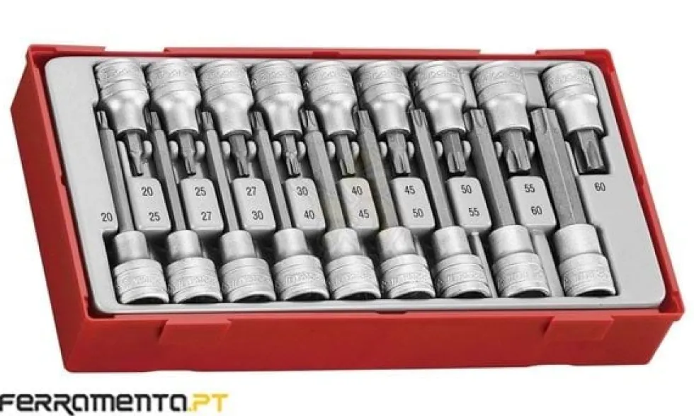 Tabuleiro de Chaves de Caixa Bit Torx 1/2" Teng Tools TTX18